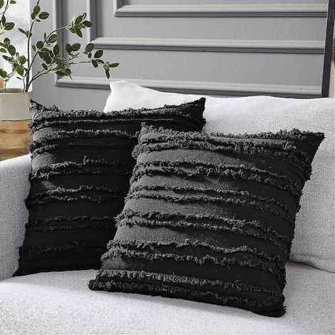 Ensemble de 2 housses de coussin noires 50 x 50 cm (1/5)