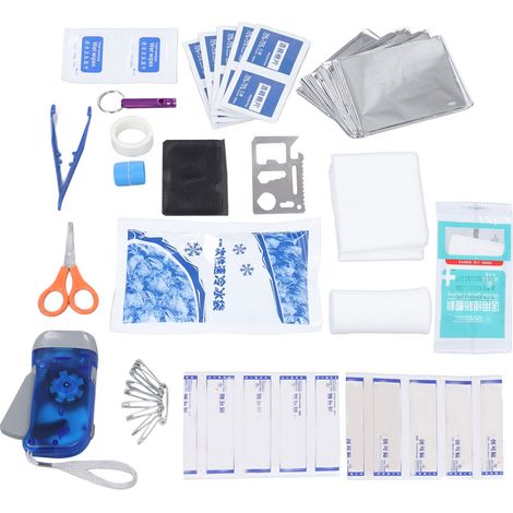 Trousse de secours d'urgence compacte et portable de 47 pièces, comprenant 18 types de trousses, pour la maison et l'extérieur. (1/5)