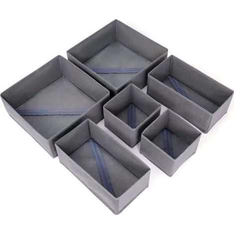 Organisateur de tiroir à vêtements, lot de 12 pièces, organisateur de tiroir de penderie, rangement et séparateur de placard, convient pour les vêtements, les sous-vêtements, les chaussettes (gris). (1/5)