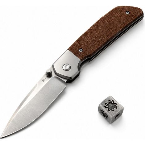 EDC Klappmesser D2 Stahl Klinge 7,6cm Drop-Point Micarta Griff mit Taschenclip
