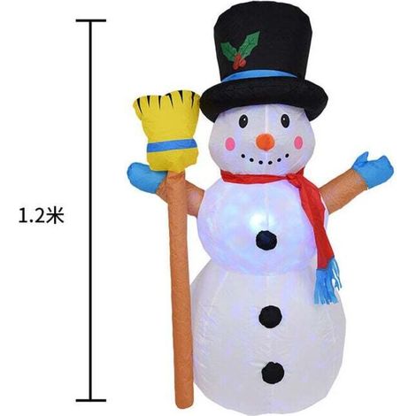 Modèle gonflable de bonhomme de neige de Noël avec lumière colorée rotative, idéal pour les activités de plein air/fêtes, décoration de Noël intérieure créative (1/4)