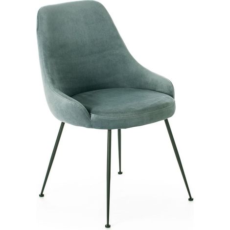Nandy - Blauer Mikrofaserstuhl mit Samteffekt, 1 Stk (1/5)