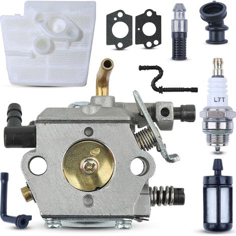 Carburateur MS260 pour tronçonneuse Stihl 026 024 024AV 024S MS240 MS 260, carburateur avec filtre à air, conduite d'huile et de carburant, bougie, pièces pour Walbro WT-194 WT-194-1 1121 120 0611 (1/5)