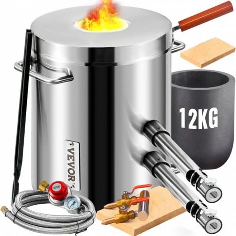 Pour fondre or et ferrailles, four à propane 1482 °C avec creuset graphite 12 kg pour fusion et forgeage (1/5)