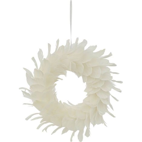 Couronne de Noël en Plumes Blanc finition paillettes Argent D 33 cm - Feeric Christmas (1/2)