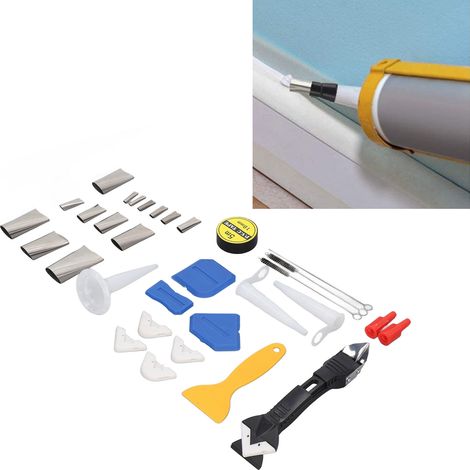 Coffret de 33 pièces comprenant des outils de scellement de coulis, des buses à coulis et des applicateurs en acier inoxydable (1/5)