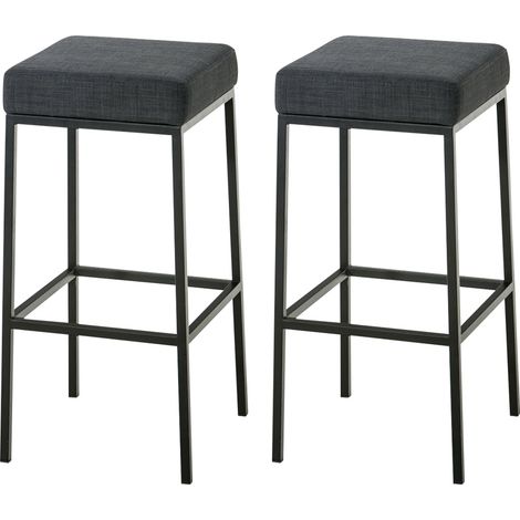 Lot de 2 tabourets de bar Montréal 80 en tissu Gris foncé Noir (1/5)