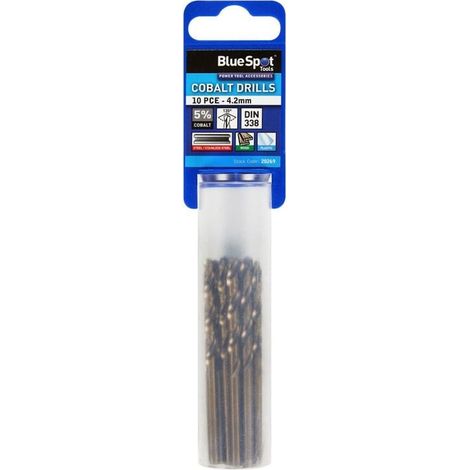 Blue Spot Tools 10 Pce Cobalt Fully Ground 4.2mm Drills