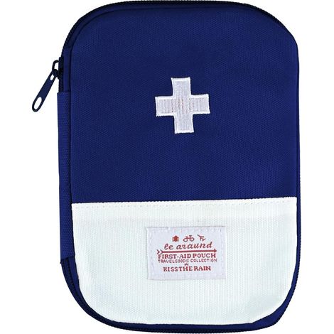 EASYCOMFORT Mini Trousse de Premier Secours pour le voyage, Mini trousse de premiers soins portable, Sac de rangement pour boîtes à médicaments, les activités de plein air et les cas urgents (bleu) (1/5)