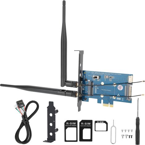 Adaptateur Sans Fil Double Bande avec Support Carte SIM Mini PCI-E vers PCI-E 1X Périphérique Réseau (1/5)