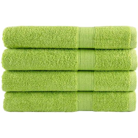 Serviettes de sauna haut de gamme SOLUND, lot de 4, vert pomme, 80 x 200 cm, 600 g/m²