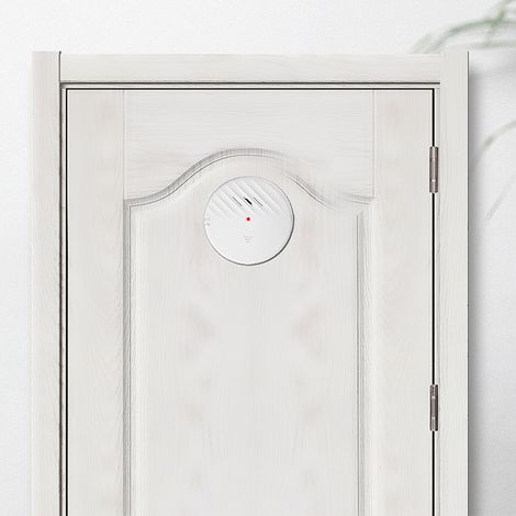 Alarme de fenêtre avec détecteur de bris de glace, en ABS résistant, à sensibilité réglable, alimenté par piles et télécommande. Couleur : blanc. (1/5)