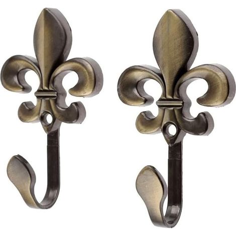 Lot de 2 crochets muraux en bronze à motif fleur de prunier pour suspendre vêtements, serviettes, rideaux et stores. (1/5)