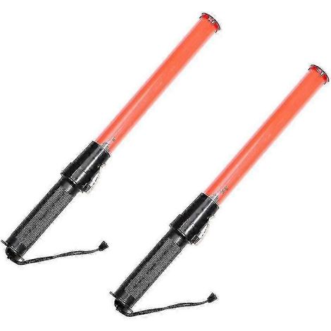 Bâton de signalisation de 43 cm avec feu de signalisation LED - Lot de 2 - rouge (1/5)