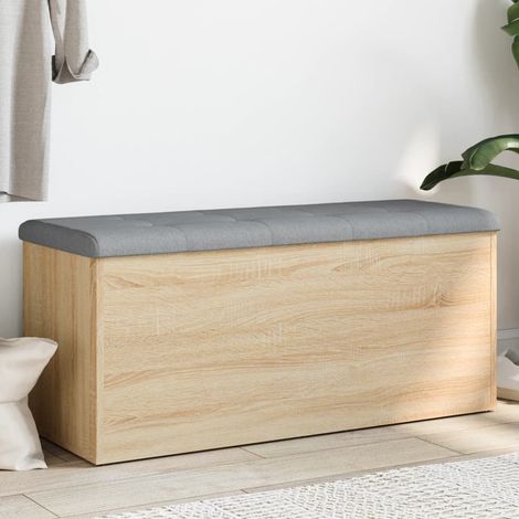Banco de almacenaje roble  102x42x45 cm madera de ingeniería