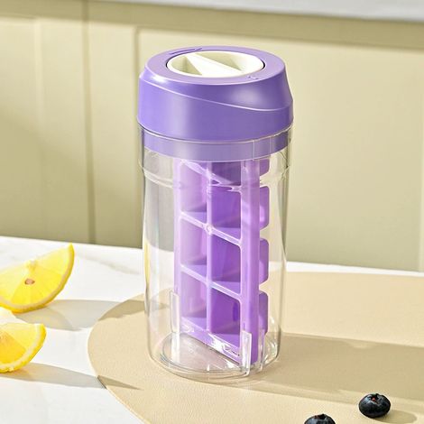 Wiederverwendbarer Eiswürfelbecher 400ml – Eiswürfelform mit Deckel, schnelles Entformen durch Drehung, tragbare Isolier-Tasse für Cocktails und kalte Getränke, Lila-lsw (1/2)