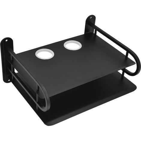 DVD Wall Shelf Double Layer Shelf for TV Accessories Router Storage Rack Protect Cables Floating Wall Shelf for TV Box Router DVD Cable Box (1/5)