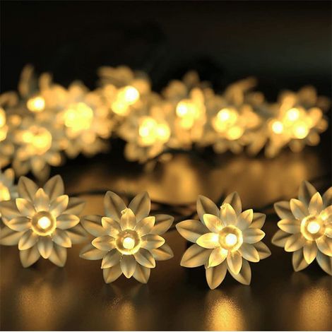 Guirlande Lumineuse Solaire - Fleur De Lotus - 20 LED - 5 M - Étanche - Pour Jardin Terrasse Mariage - 1 Pièce (1/5)