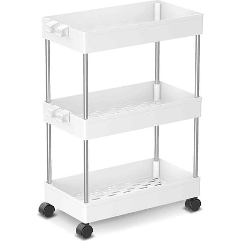 Rollbarer Servierwagen, 3-stöckiger Aufbewahrungswagen, mobiler Aufbewahrungswagen für Küche, Bad, Waschküche, Schlafzimmer, schmale Räume – 60 x 40 x 22 cm (1/5)