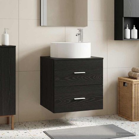 vidaXL Mobile Lavabo da Parete Rovere Nero 49,5 x 44,5 x 65,5 cm