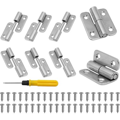 Lot de 8 charnières de porte pliables en acier inoxydable 304 - Charnières amovibles - 37 x 33 x 2 mm - Petite pour droitiers et gauchers - Pour porte, meuble, fenêtre, armoire (1/5)