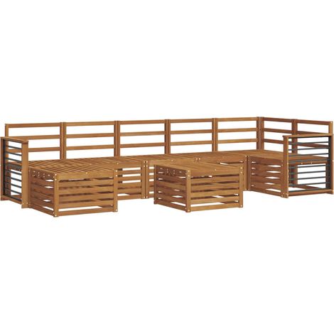 Sofa Sets 8 pcs Natural Solid Acacia Wood vidaXL