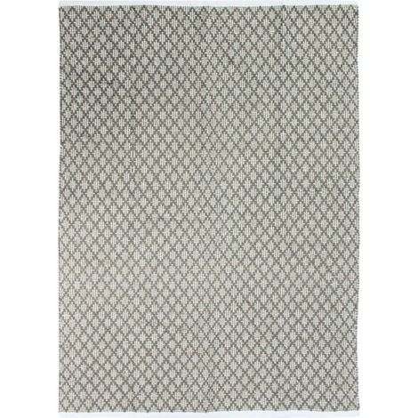 TERRA COTTON CROISILLONS - Tapis 100% coton blanc/écru-sable 160x230 (1/5)