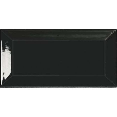 Eiffel Art Construction – Carrelage mural relief métro parisien noir brillant 7,5x15 cm – Pâte blanche plein – Finition mate – Pour usage intérieur