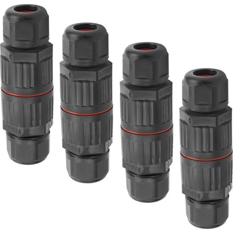 4 Stück wasserdichte 3-Pin-Steckverbinder (1 Eingang, 1 Ausgang) für LED-Außenbeleuchtung (Straße, Garten) IP68 (1/5)