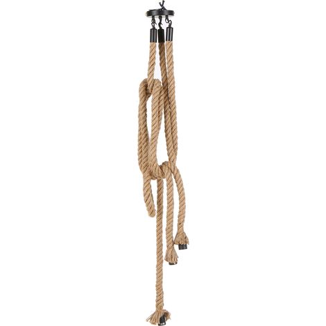 Suspension Tomshine 2M AC 220-240V à trois douilles E27, 3 têtes, en corde de chanvre, style industriel vintage et champêtre, pour restaurant, café, bar ou maison. Décoration originale et personnalisé (1/2)
