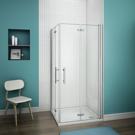 80x90x197cm Duschkabine Duschabtrennung Dusche Scharniertür Falttür Echtglas (1/5)