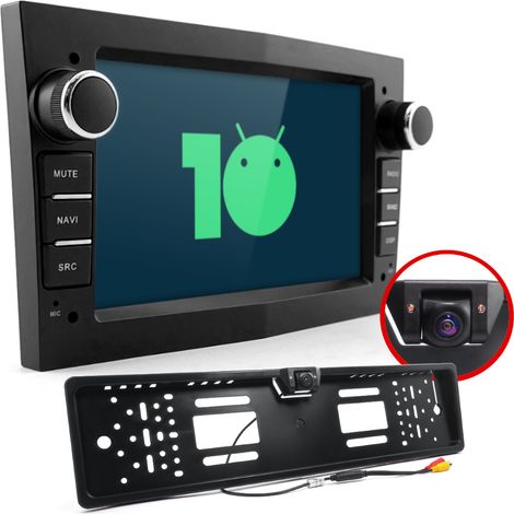 Radio Opel con GPS, 2 GB de RAM, Android 10 y cámara de marcha atrás.