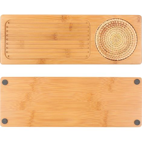 Plateau à thé en bambou pour infusion à sec, table d'infusion à sec, soucoupe à thé en bambou, tapis de rotin portable, petit plateau à thé en bambou (1/5)