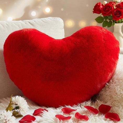 1 Coussin Coeur, Peluche Doux, Coton PP, Rouge, Decoration Chambre, Saint Valentin (1/5)