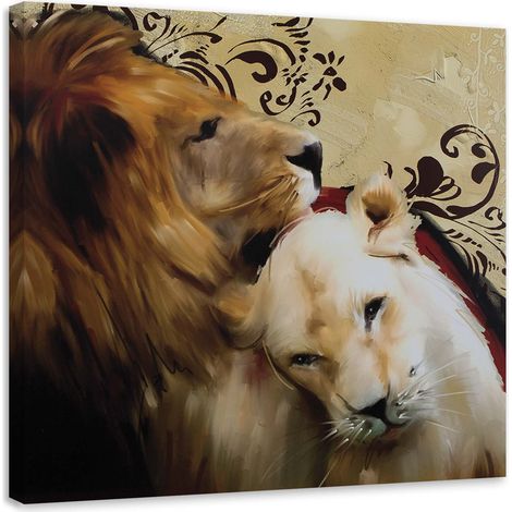 Tableau déco Animaux lion Marron 30x30 (1/5)