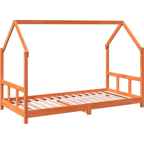 Lit simple Cadre de lit d'enfants cire marron 90x190 cm bois de pin massif