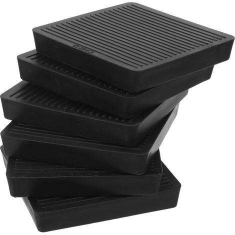 Lot de 6 patins noirs antidérapants pour pieds meubles, coupelles carrées en caoutchouc canapé, (1/5)