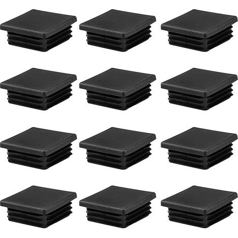 Shining House – Couvercles de tubes carrés en plastique noir 50x50mm – Lot de 12 pièces – Résistants à l'humidité – Installation facile pour chaises et tables (1/5)