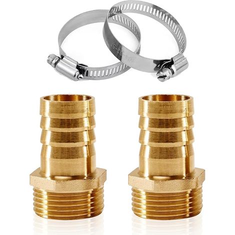 2 Pcs 1 Inch Brass Hose Eyelet,Brass Pipe Fitting 1" Ag x 25mm (1"), Brass Pipe Connector Adapter,1 Inch Male Thread Connector Adapter (1" Ag x 25mm) (1/5)