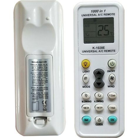 Universal Air Conditioner Remote Control, Compatible with LG, Gree, Midea, Toshiba, Haier, Daikin, Hitachi, etc., Universal Air Conditioner Remote Control K-1028E, One Button Setting (1/5)