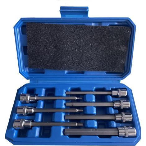 Ensemble de 7 Douilles Hexagonales Extra Longues - Argent - -V - Entraînement de 3/8 Pouces - Longueur de 110 mm (1/5)