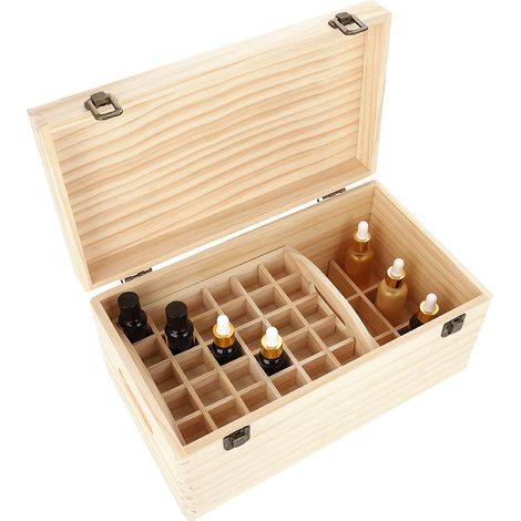 Coffret de rangement en bois double couche pour huiles essentielles, grand boîtier de stockage élégant (1/5)