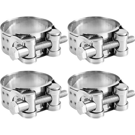 Lot de 4 Colliers de Serrage à Boulons Articulés en Acier Inoxydable, Plage de Serrage 40-43mm Collier de Serrage Tuyau Réglable, pour Tuyau d'échappement,Tuyau D'essence, Plomberie, Motos (1/5)