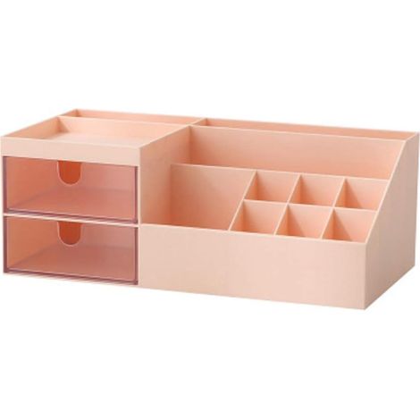 Boîte de rangement en plastique, boîte de rangement pour rouge à lèvres (rose)