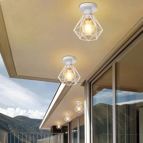 U-DO 2Pcs Plafonnier forme Diamant en Fer Blanche style Moderne 1618CM Lampe de Plafonde Luminaire de Salon Cuisine (1/4)