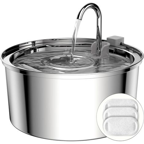 3.2l Fontaine pour Chat en Acier Inoxydable, Fontaine a Eau Chats Et Petits Chiens, Design Col De Cygne, Passe Au Lave-Vaisselle, avec 1 Éponge Et 3 Filtres à Charbon (1/5)