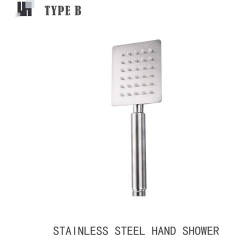 (Douche à main uniquement) Douchette à main en acier inoxydable brossé, ensemble de douche de salle de bain avec support et flexible, pommeau de douche mural (1/5)