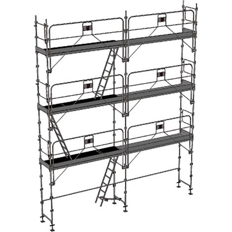 Echafaudage fixe de façade 56m² - Structure + Planchers + Plinthes + Garde-corps - DUO56GC-SPP (1/5)