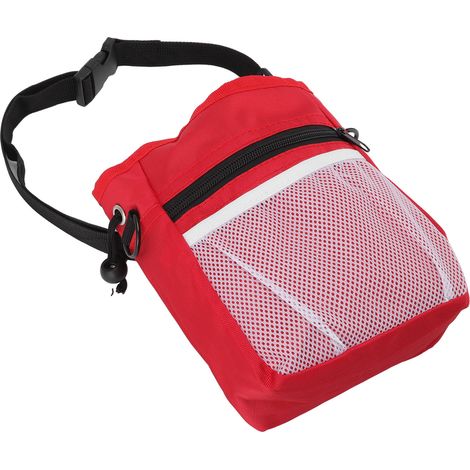 Sac à friandises pour chien, multifonctionnel, portable, grande capacité, sac banane pour chiot, pour les activités extérieures, rouge (1/5)