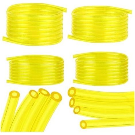 4 Pièces Tuyaux d'Essence, 1.5M Tuyau d'huile Transparent Jaune (2 x 3.5mm, 2.5 x 5mm, 3 x 5mm, 3 x 6mm), pour Tondeuse, Tondeuse à Gazon, PVC Tuyau, Tuyau D'huile (1/5)